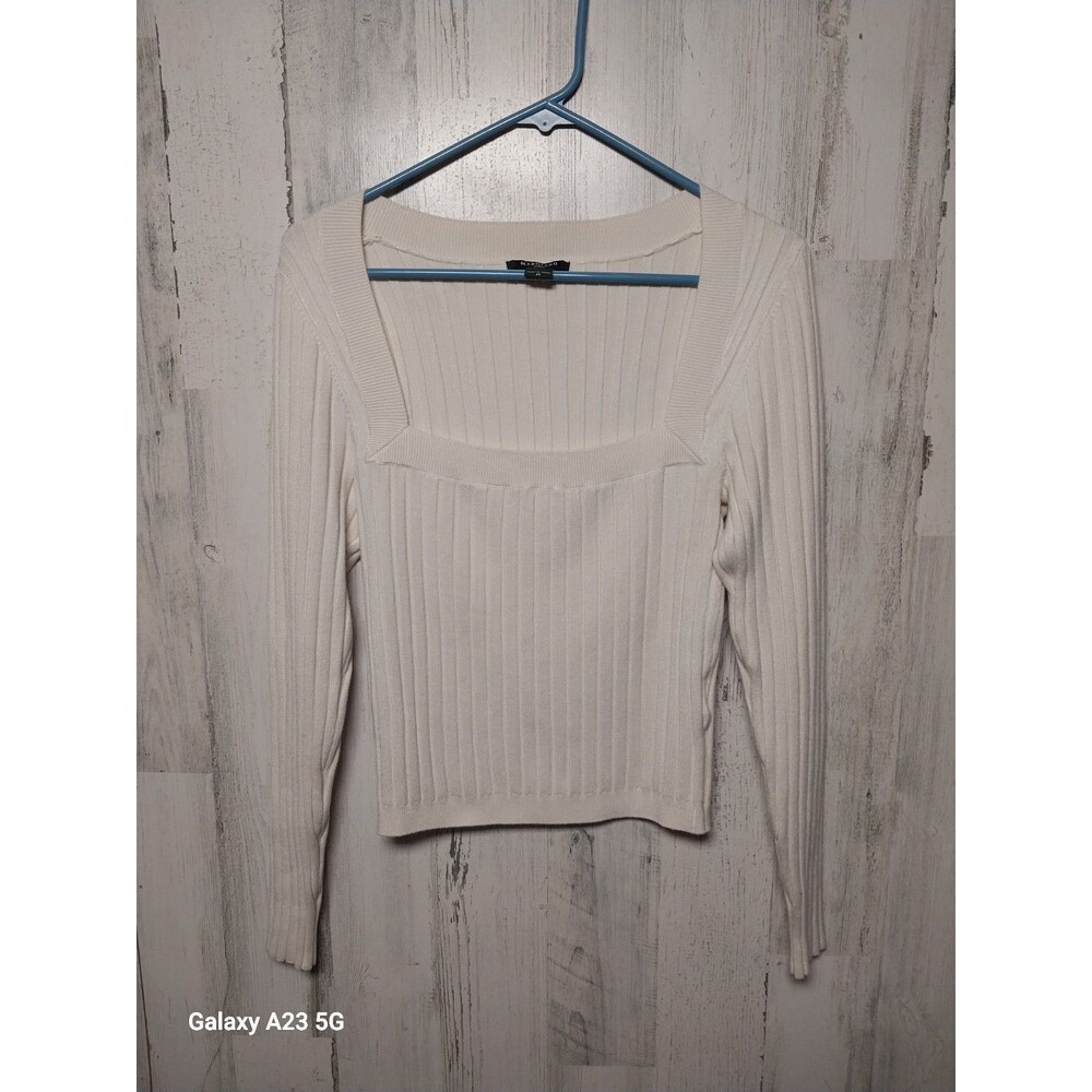 Marciano By Guess Cream Square Neck Ribbed Top Size Medium